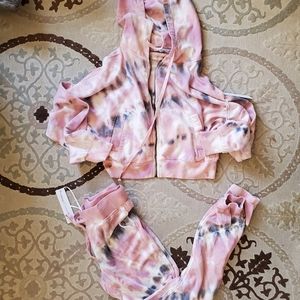 Young Fabulous & Broke PINK Tie Dye ZIP HOODIE Set
